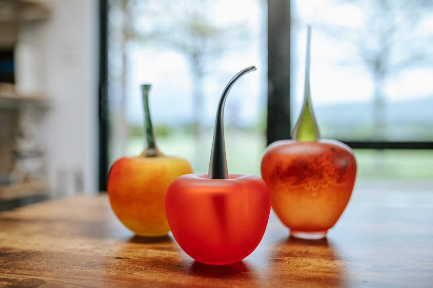 Blown glass red cherry