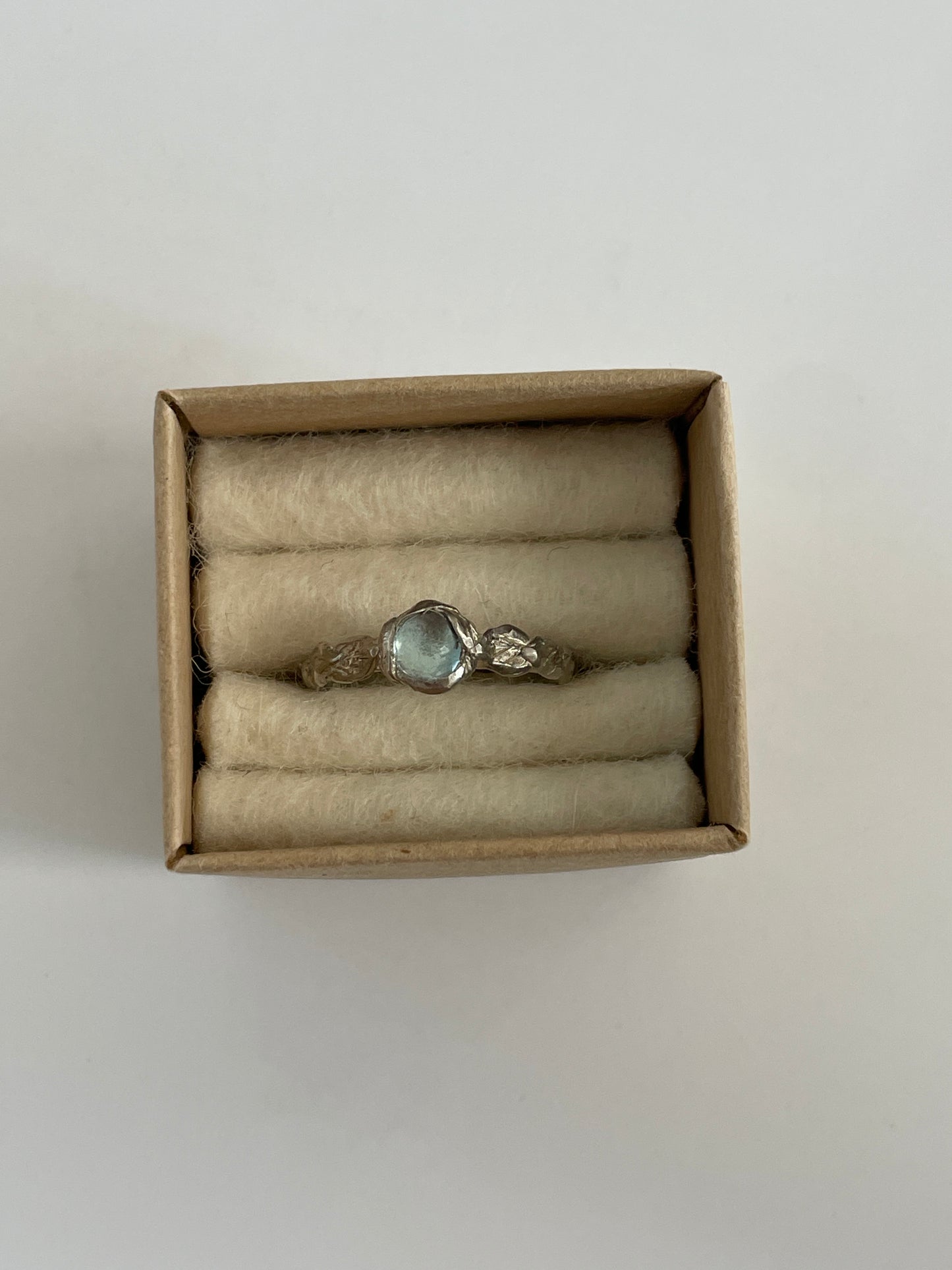 Herbert & Wilks Stacking Ring with Leaf Band and Blue Topaz