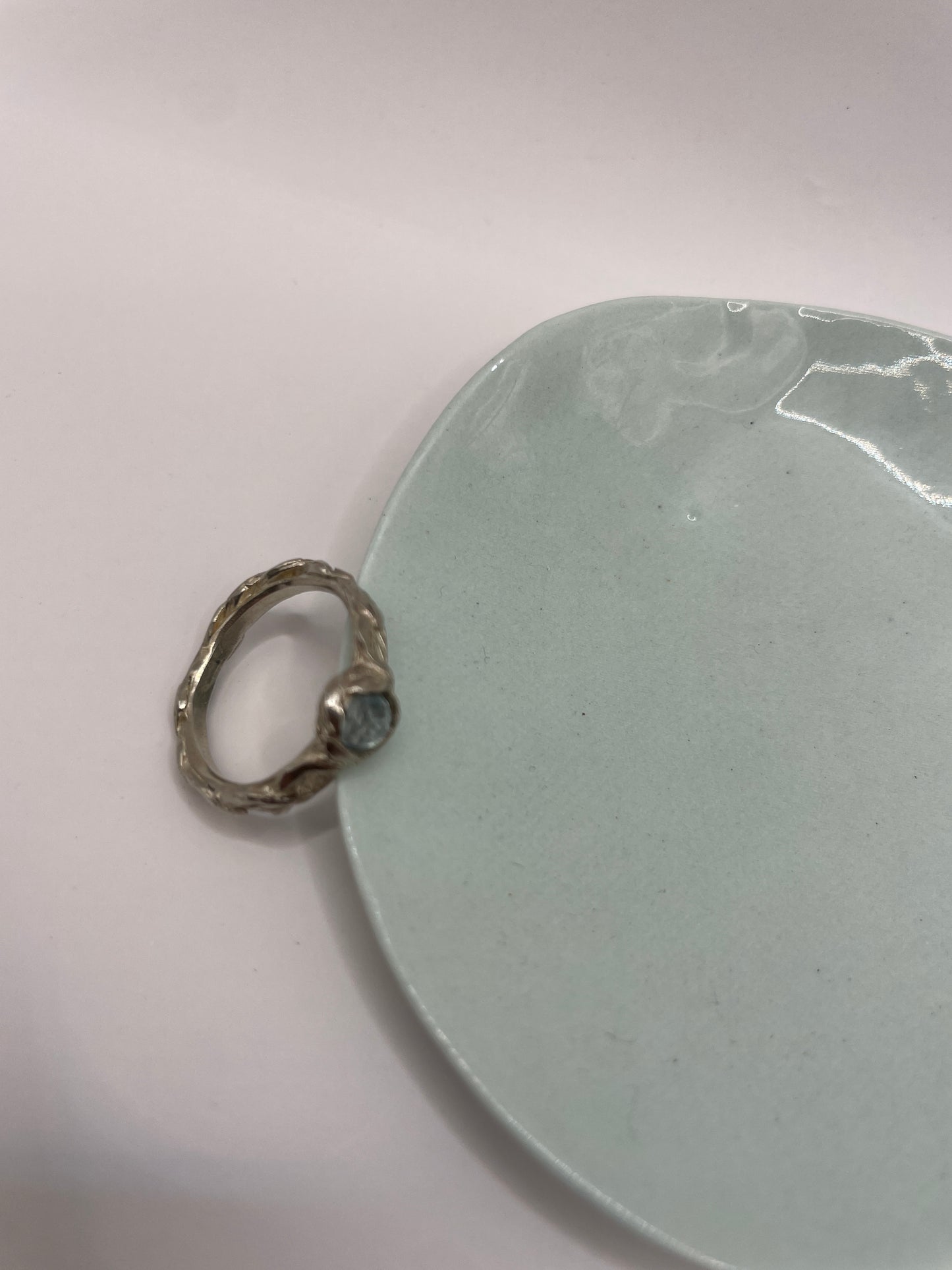 Herbert & Wilks Stacking Ring with Leaf Band and Blue Topaz