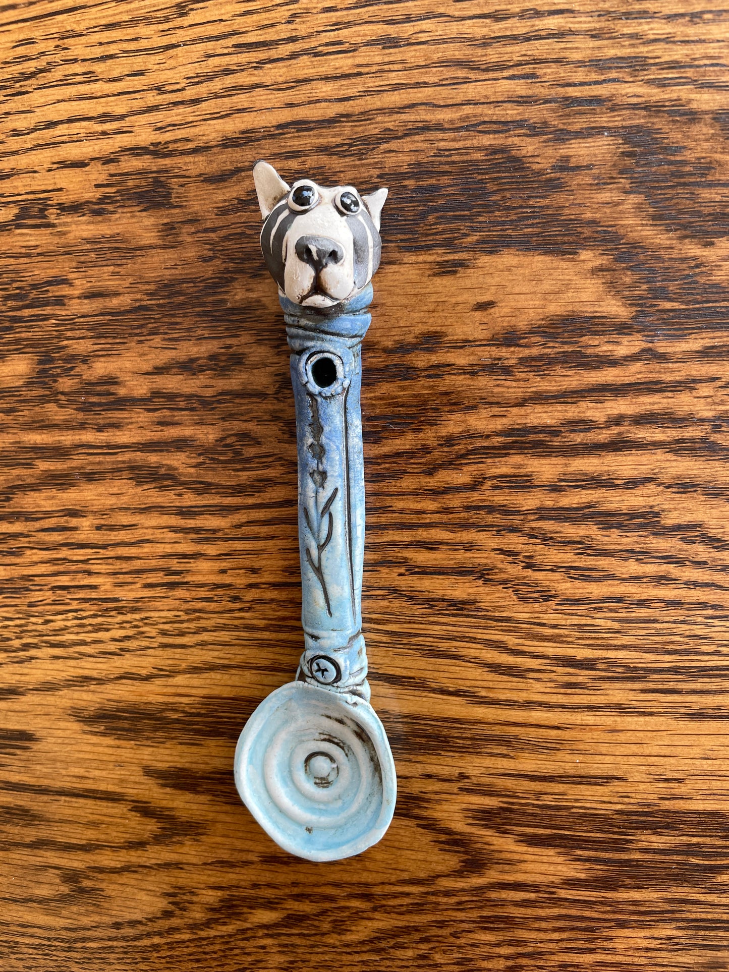 Fiona Tunnicliffe Decorative Spoon - stripy pooch plus spiral