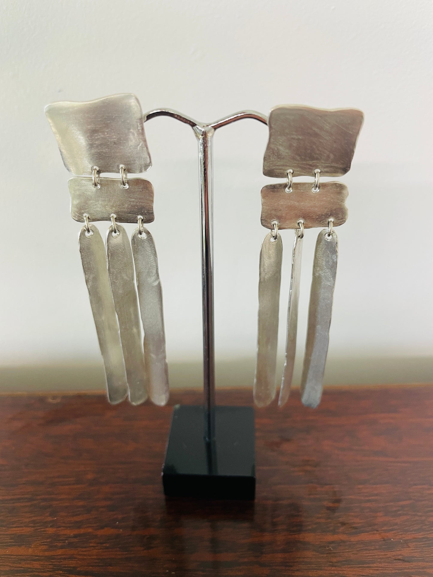 Silver Abstract Drop Earrings