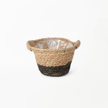 Planter basket with hemp handles (black 2 tone)