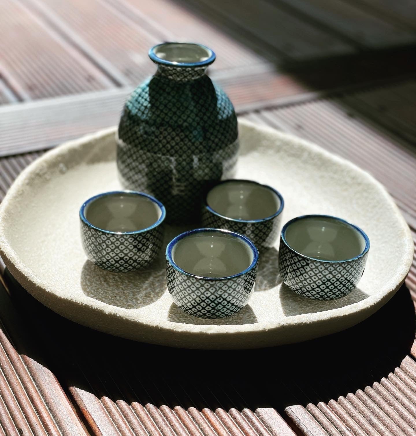 Shibori Sake set indigo