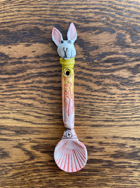 Fiona Tunnicliffe Decorative Spoon -  pink rabbit