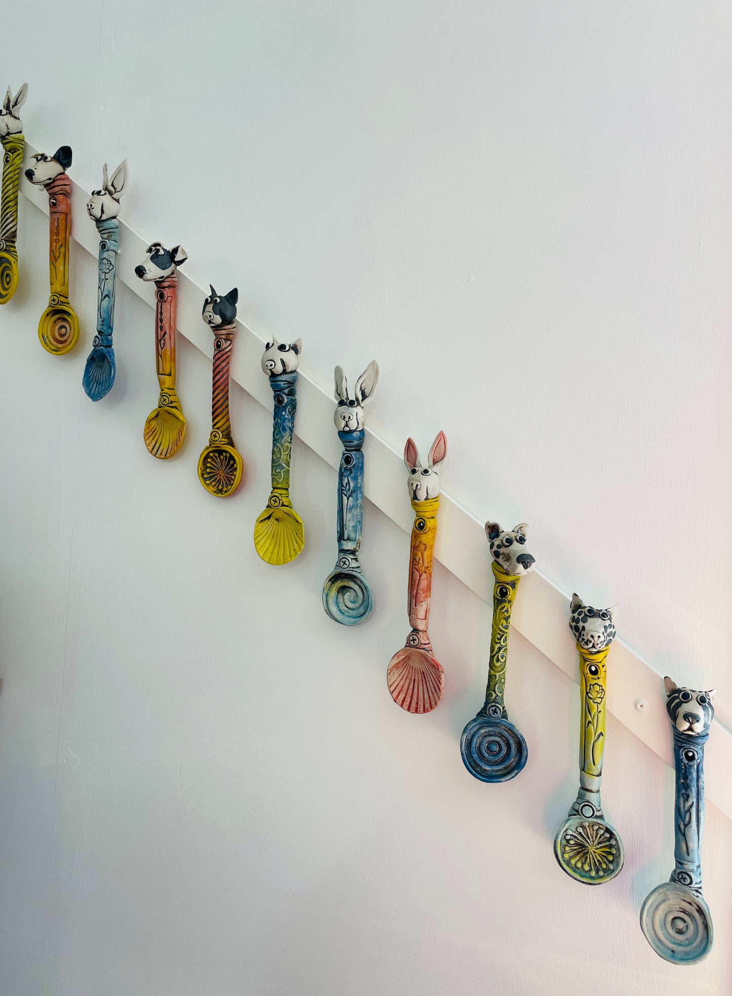 Fiona Tunnicliffe Decorative Spoon - blue rabbit plus spiral
