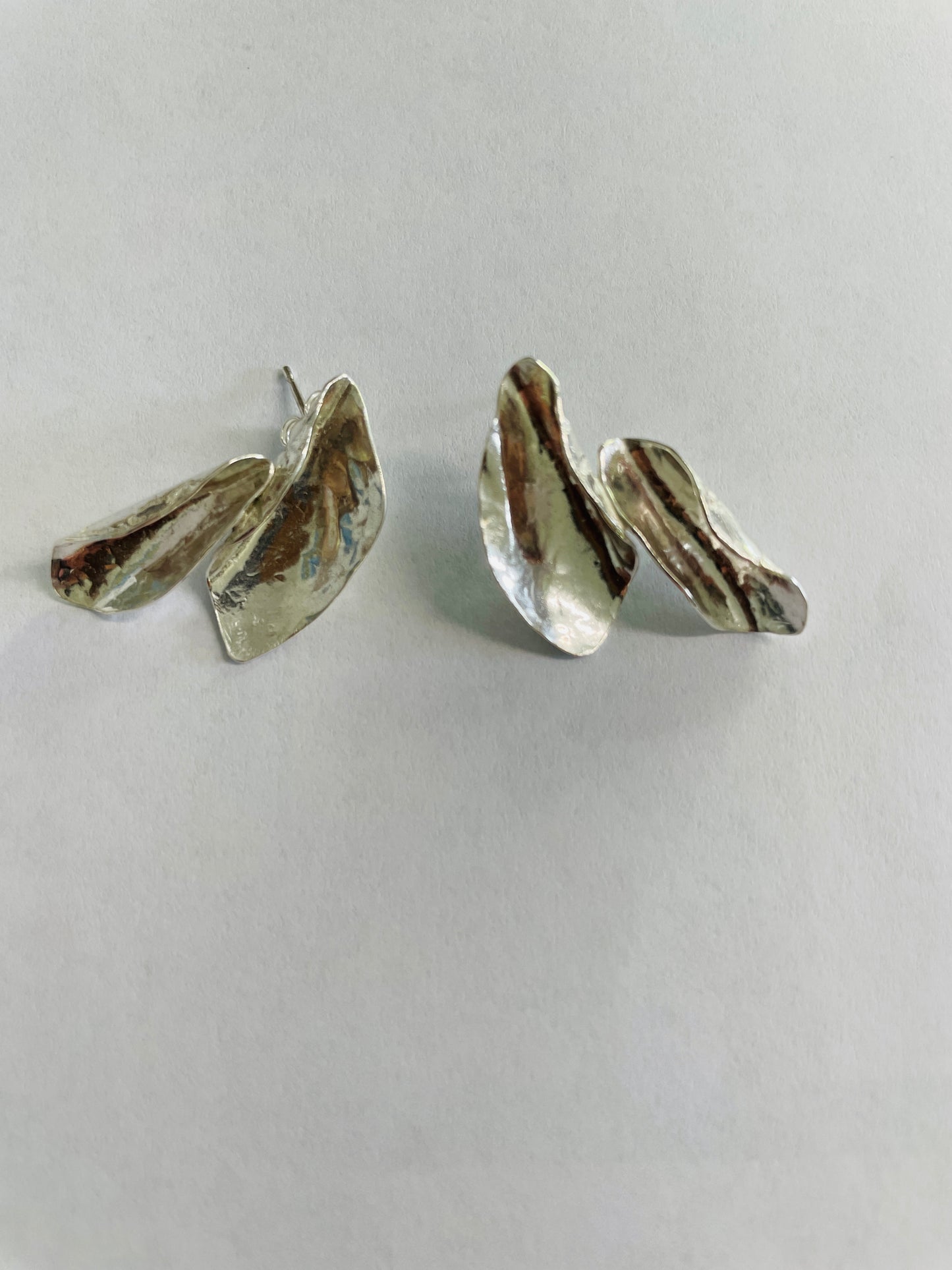 Silver Abstract Leaves Earrings
