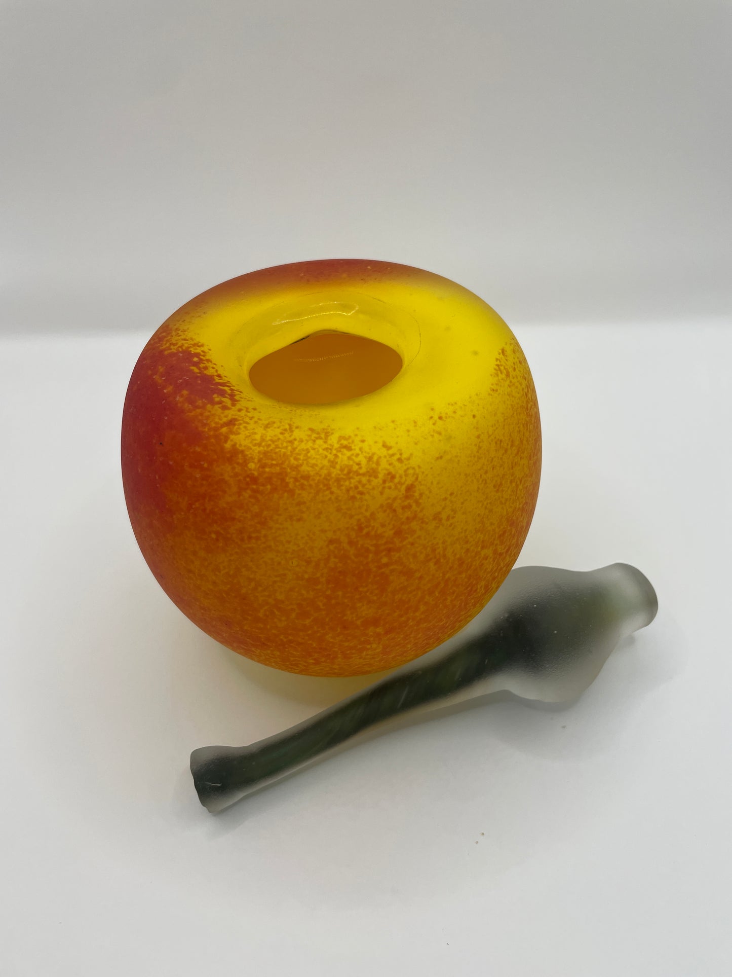 Blown glass golden delicious apple